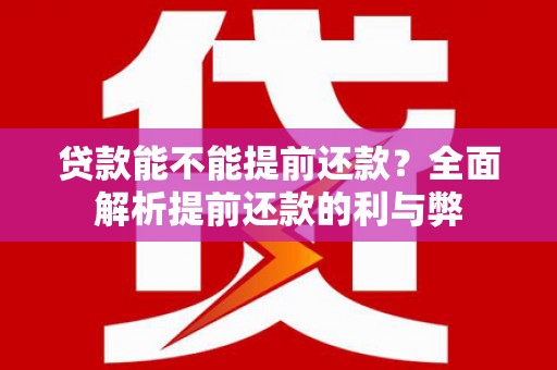 田林贷款能不能提前还款？全面解析提前还款的利与弊
