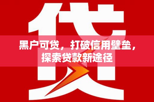 田林黑户可贷，打破信用壁垒，探索贷款新途径