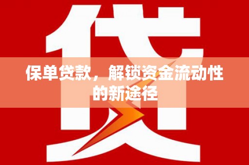 田林保单贷款，解锁资金流动性的新途径