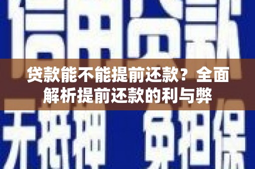 田林贷款能不能提前还款？全面解析提前还款的利与弊