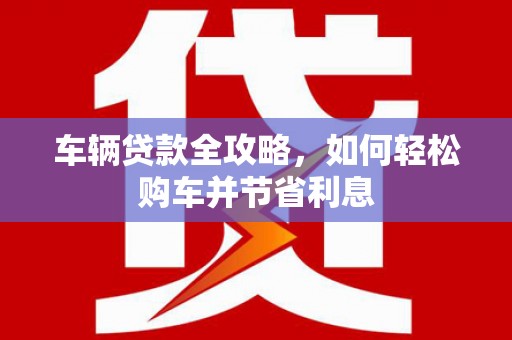 田林车辆贷款全攻略，如何轻松购车并节省利息