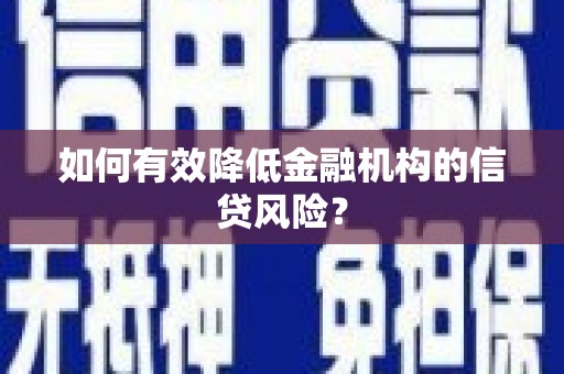 田林如何有效降低金融机构的信贷风险？