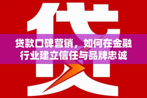 田林贷款口碑营销，如何在金融行业建立信任与品牌忠诚