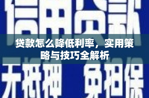 田林贷款怎么降低利率，实用策略与技巧全解析