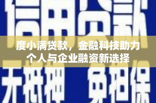 田林度小满贷款，金融科技助力个人与企业融资新选择