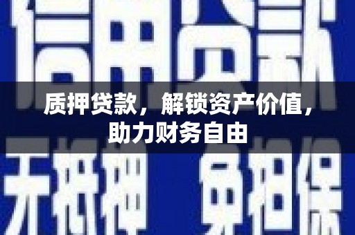 田林质押贷款，解锁资产价值，助力财务自由