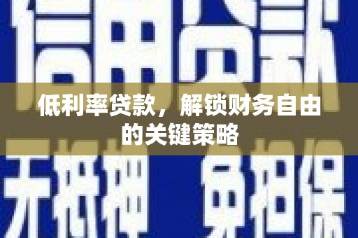 田林低利率贷款，解锁财务自由的关键策略