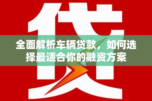 田林全面解析车辆贷款，如何选择最适合你的融资方案