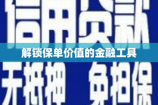 田林解锁保单价值的金融工具
